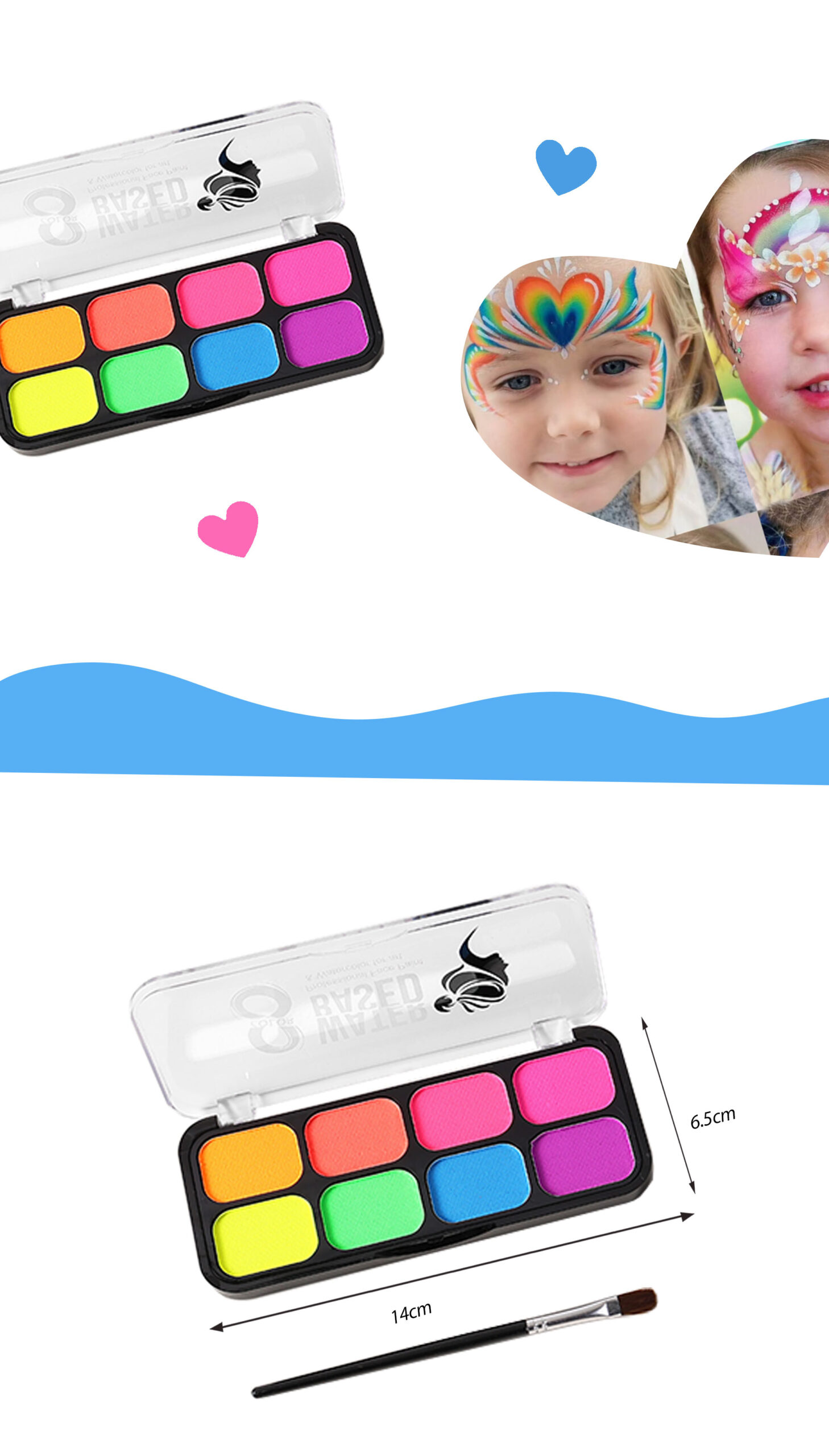 8004 water activated face paint palette